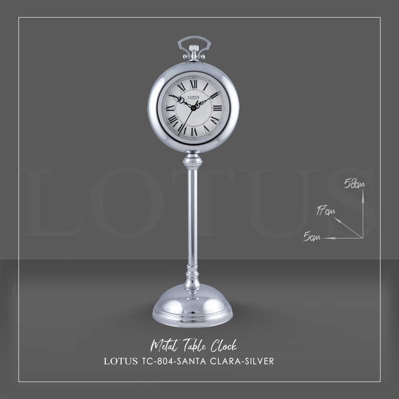 ساعت رومیزی فلزی SANTA CLARA کد TC-804 رنگ SILVER — تصویر ۳