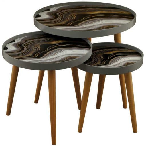 میز عسلی سه تکه مدل ALMA کد T-731-AMALFI رنگ GRAY — تصویر ۵