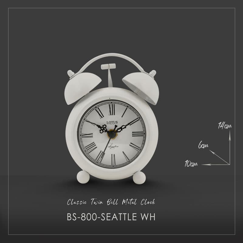 ساعت فلزی رومیزی مدل SEATTLE کد BS-800 رنگ (WHITE) — تصویر ۲