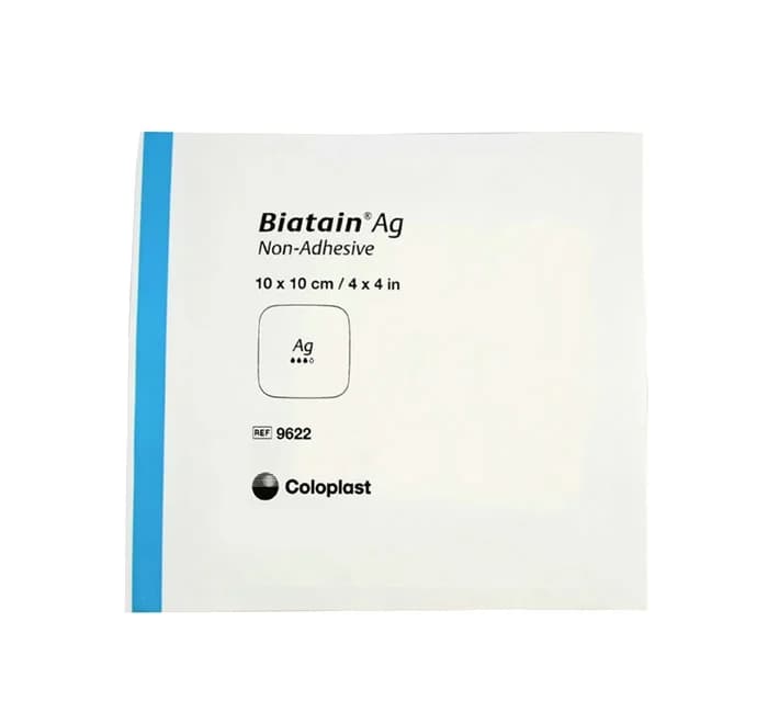 پانسمان فوم بیاتین نقره 10*10 – Coloplast Biatain Non-Adhesive Silver