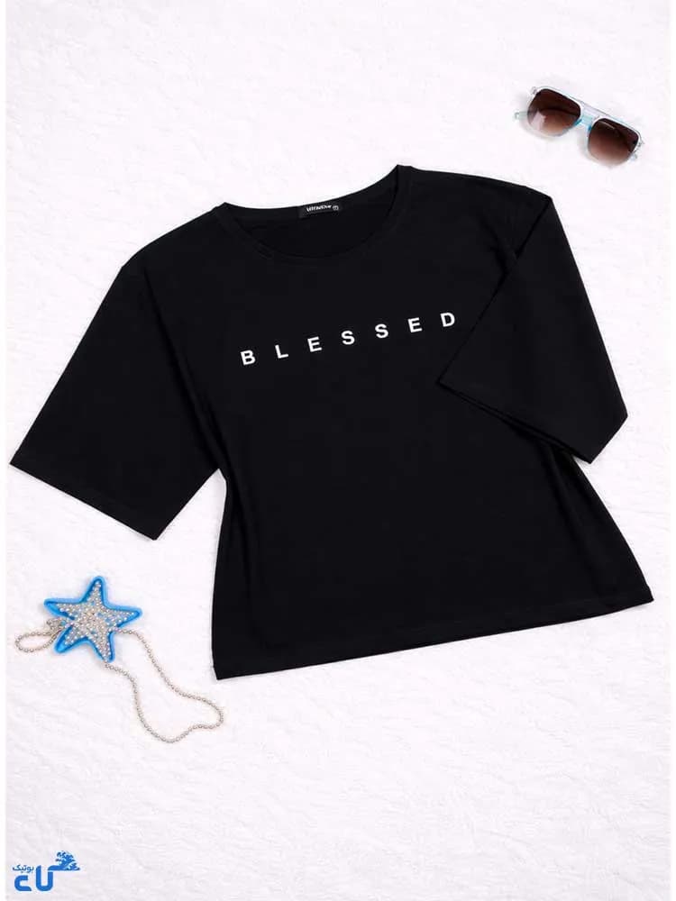 تیشرت کراپ زنانه باکسی طرح بلسد BLESSED — تصویر ۷