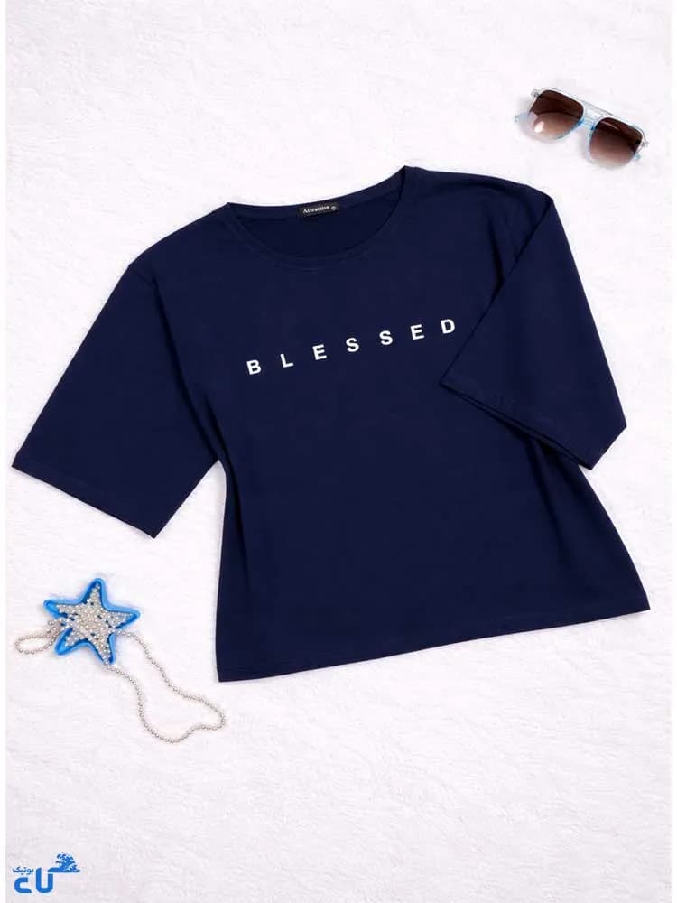 تیشرت کراپ زنانه باکسی طرح بلسد BLESSED — تصویر ۸