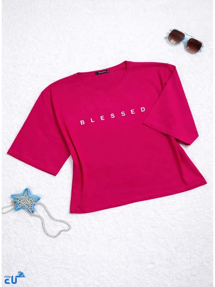 تیشرت کراپ زنانه باکسی طرح بلسد BLESSED — تصویر ۵