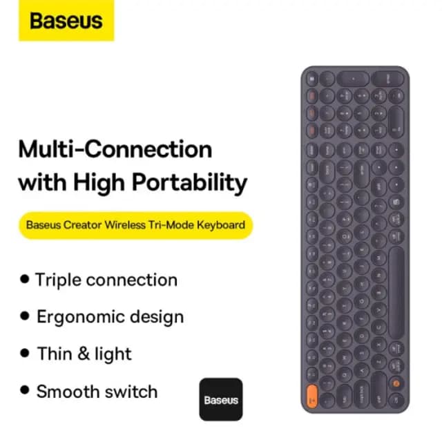 کیبورد بی‌سیم Baseus K01B سه حالته — تصویر ۹