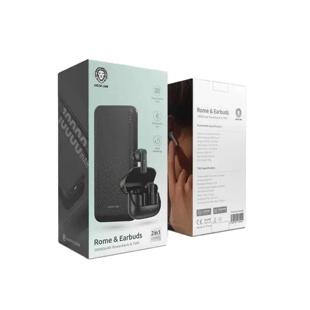 ست پاوربانک و هدفون TWS گرین لاین مدل Rome 10K و Earbuds — تصویر ۲