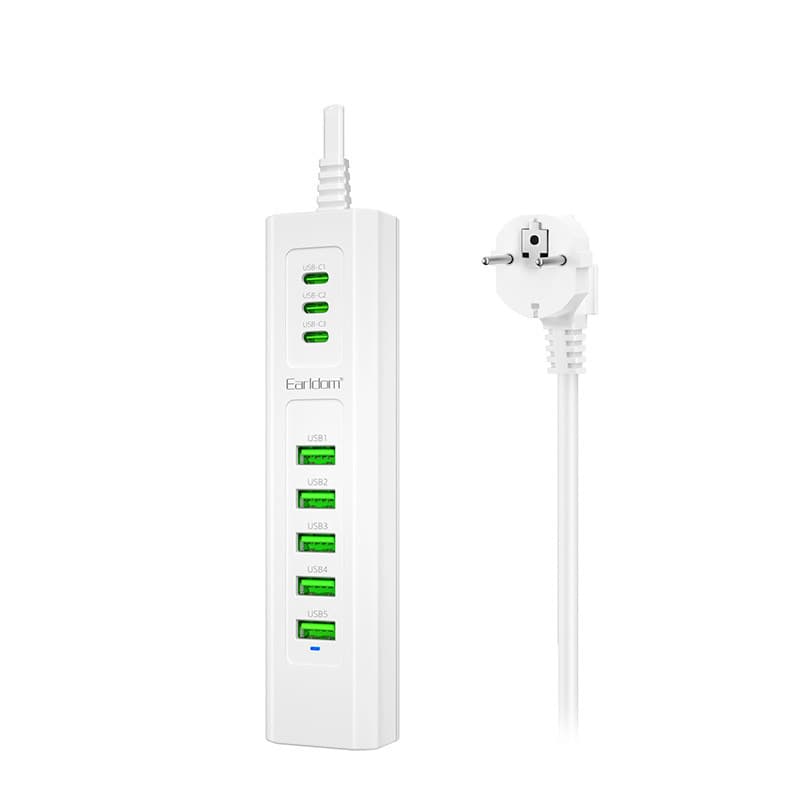 چند راهی برق و شارژر 8 پورت Earldom SC12 | 5 USB + 3 USB-C — تصویر ۲