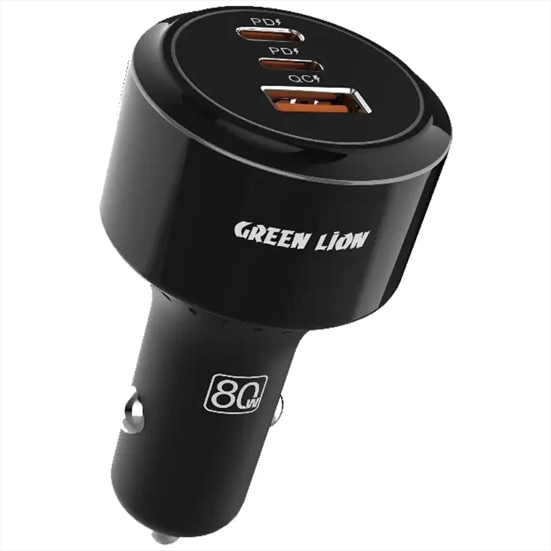 شارژر فندکی 80 وات گرین لاین مدل GL-CC10 با سه پورت خروجی