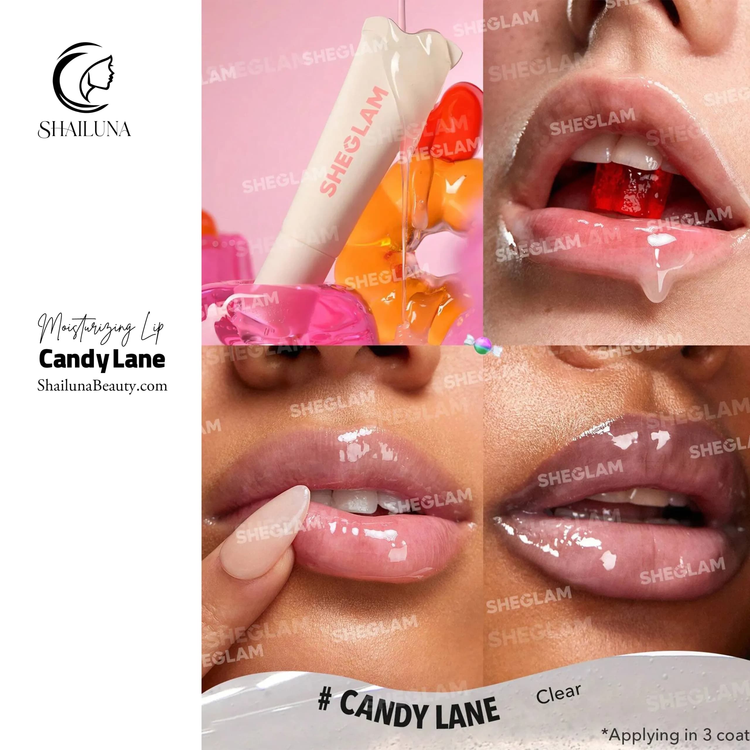 لیپ گلاس مرطوب کننده شیگلم مدل Sheglam Crystal Glaze Candy Lane — تصویر ۶