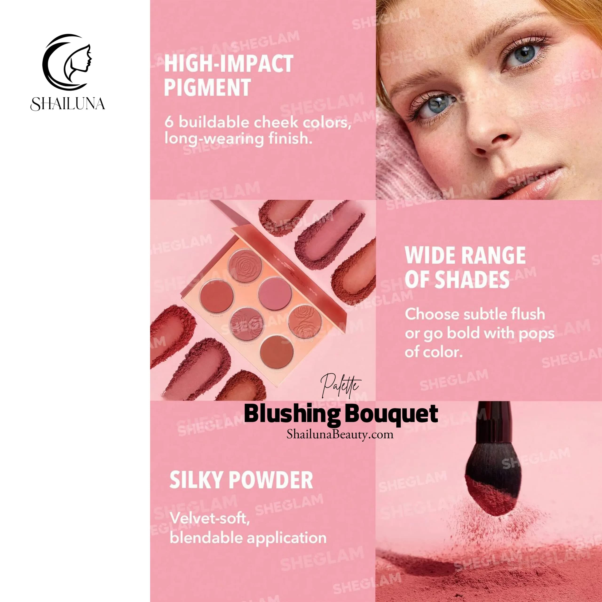 پالت رژگونه 6 رنگ شیگلم مدل Sheglam Blushing Bouquet — تصویر ۵