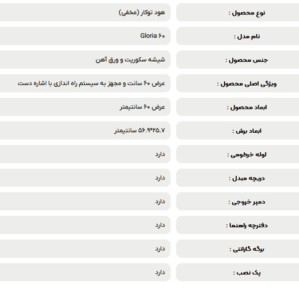 هود مخفی داتیس مدل گلوریا Gloria 60 — تصویر ۳