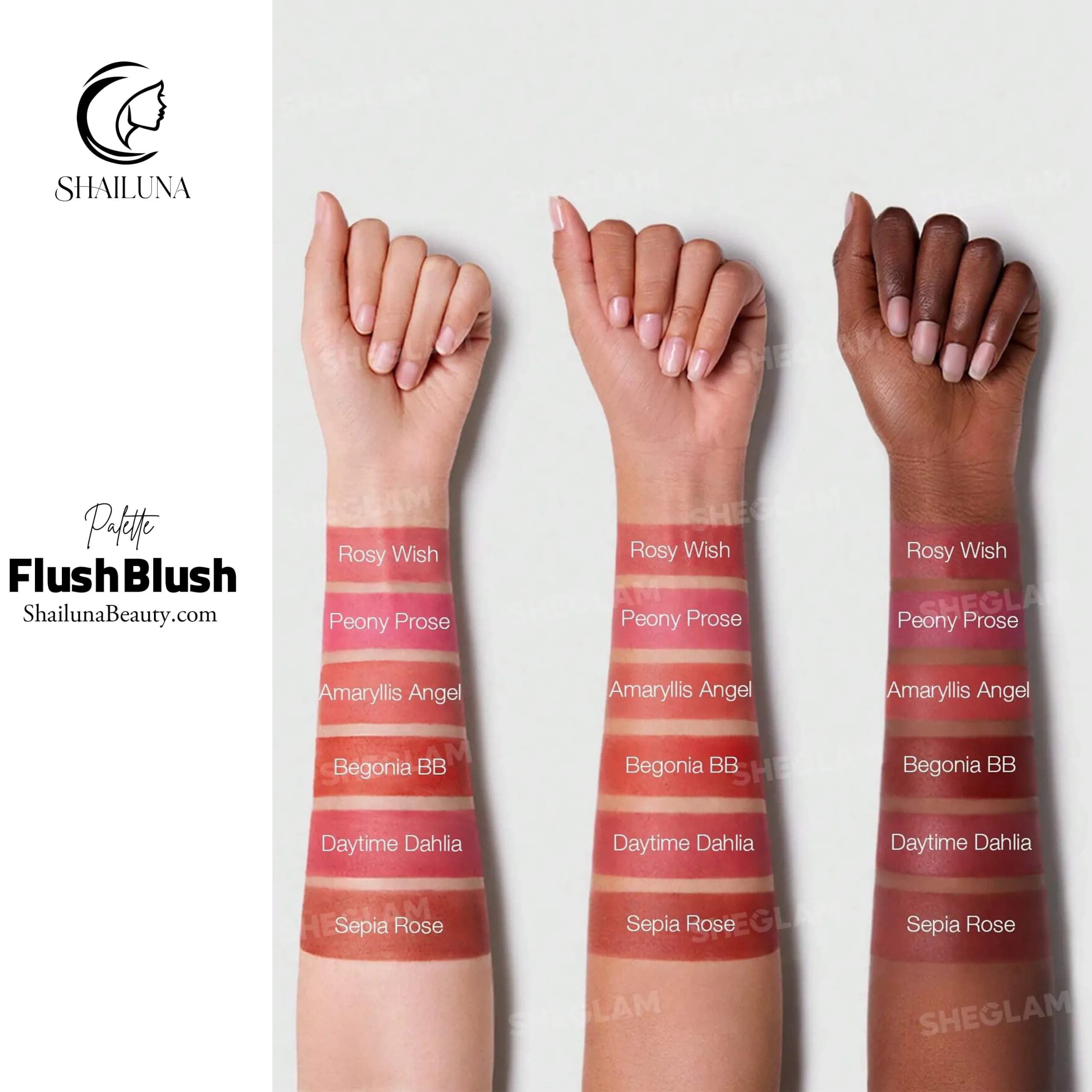 پالت رژگونه 6 رنگ شیگلم نارنجی مدل Sheglam Floral Flush Blush — تصویر ۲