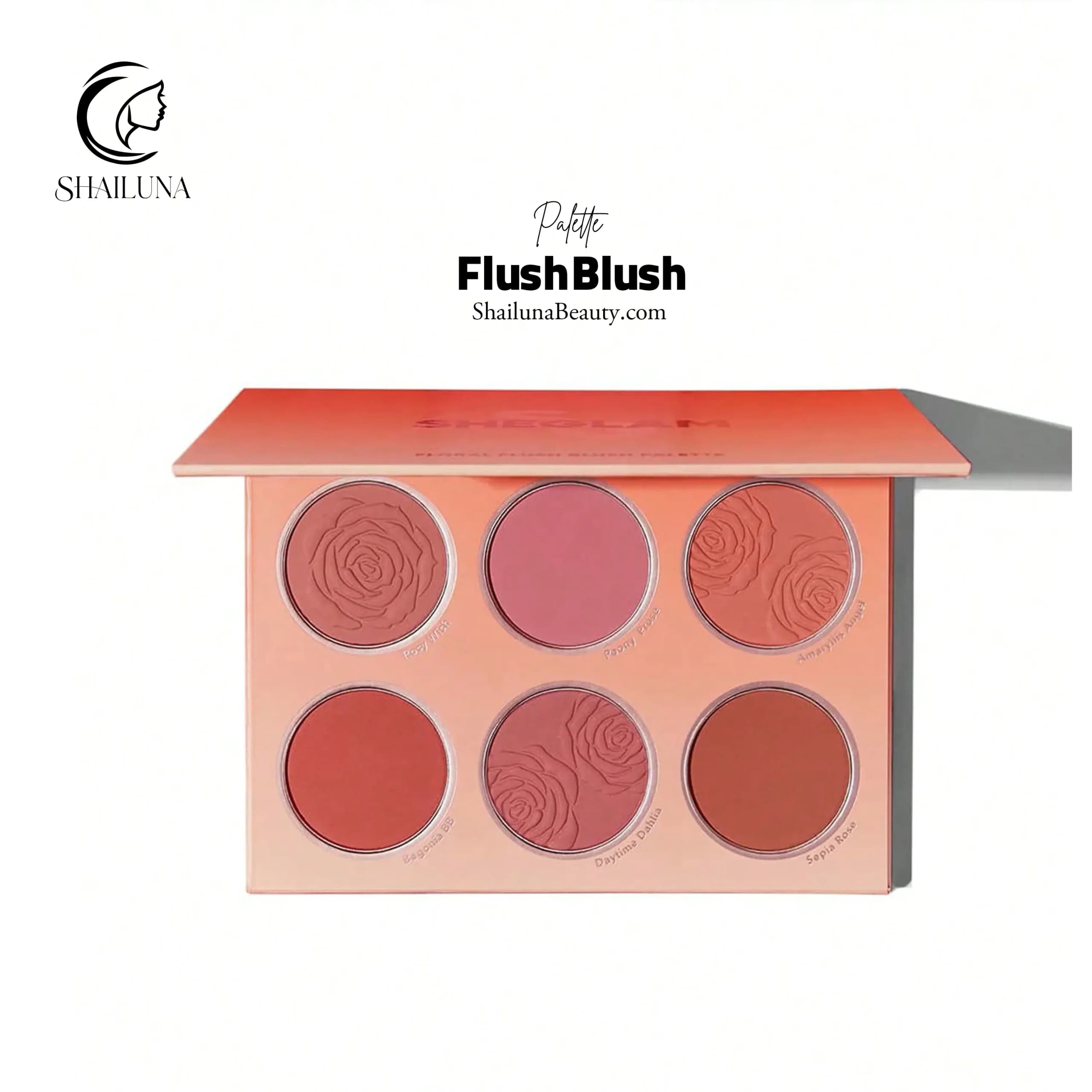 پالت رژگونه 6 رنگ شیگلم نارنجی مدل Sheglam Floral Flush Blush