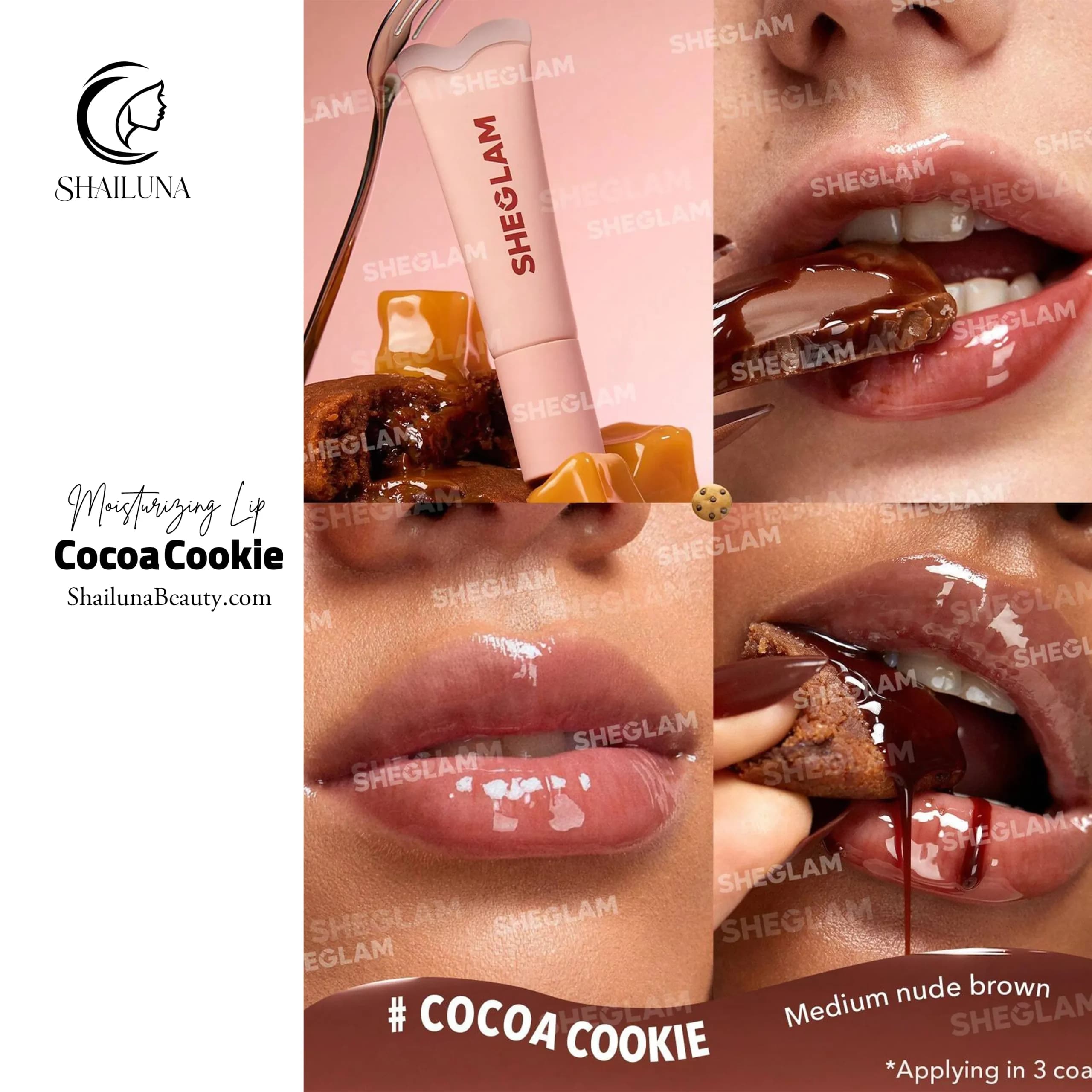 لیپ گلاس مرطوب کننده شیگلم مدل Sheglam Crystal Glaze Cocoa Cookie — تصویر ۸