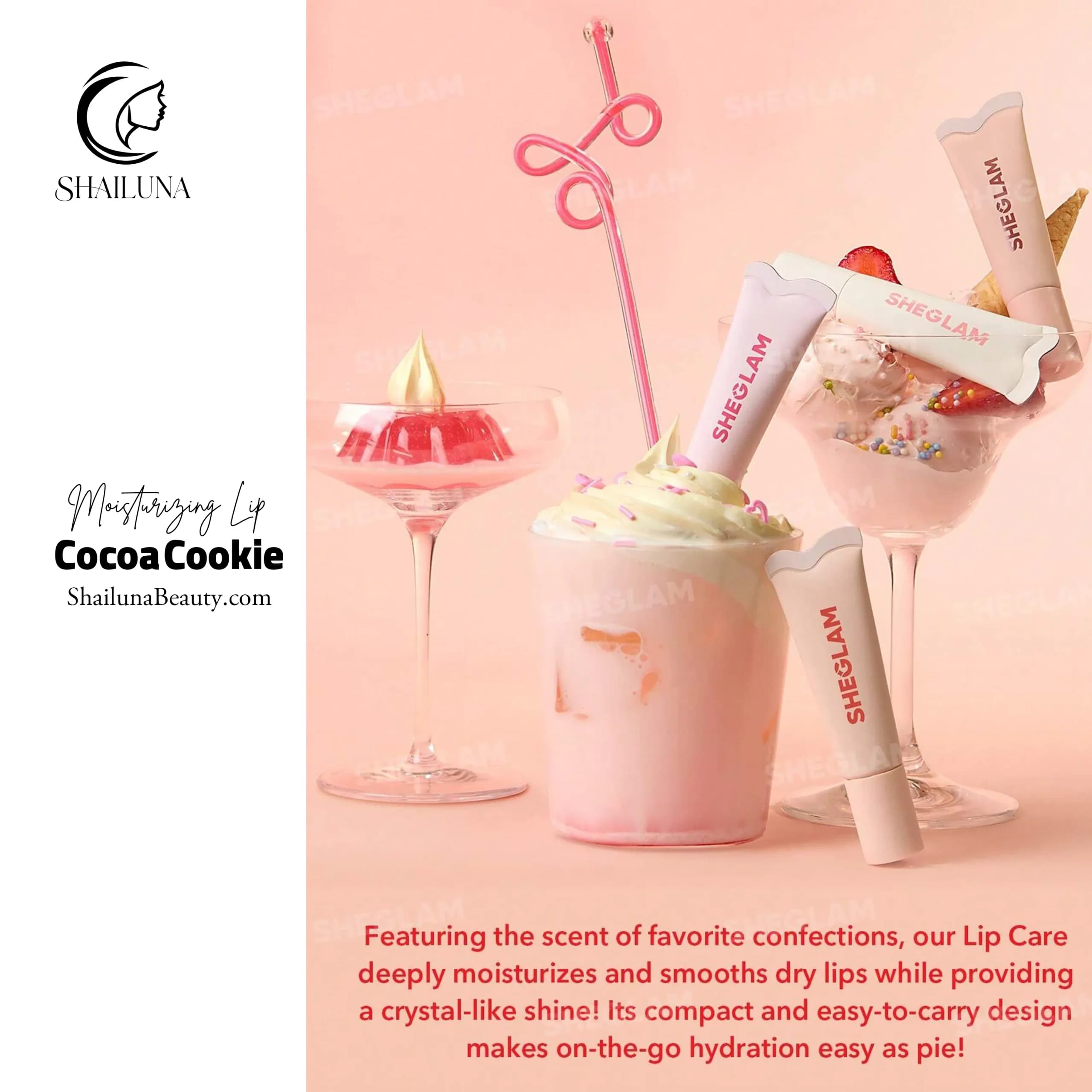لیپ گلاس مرطوب کننده شیگلم مدل Sheglam Crystal Glaze Cocoa Cookie — تصویر ۴