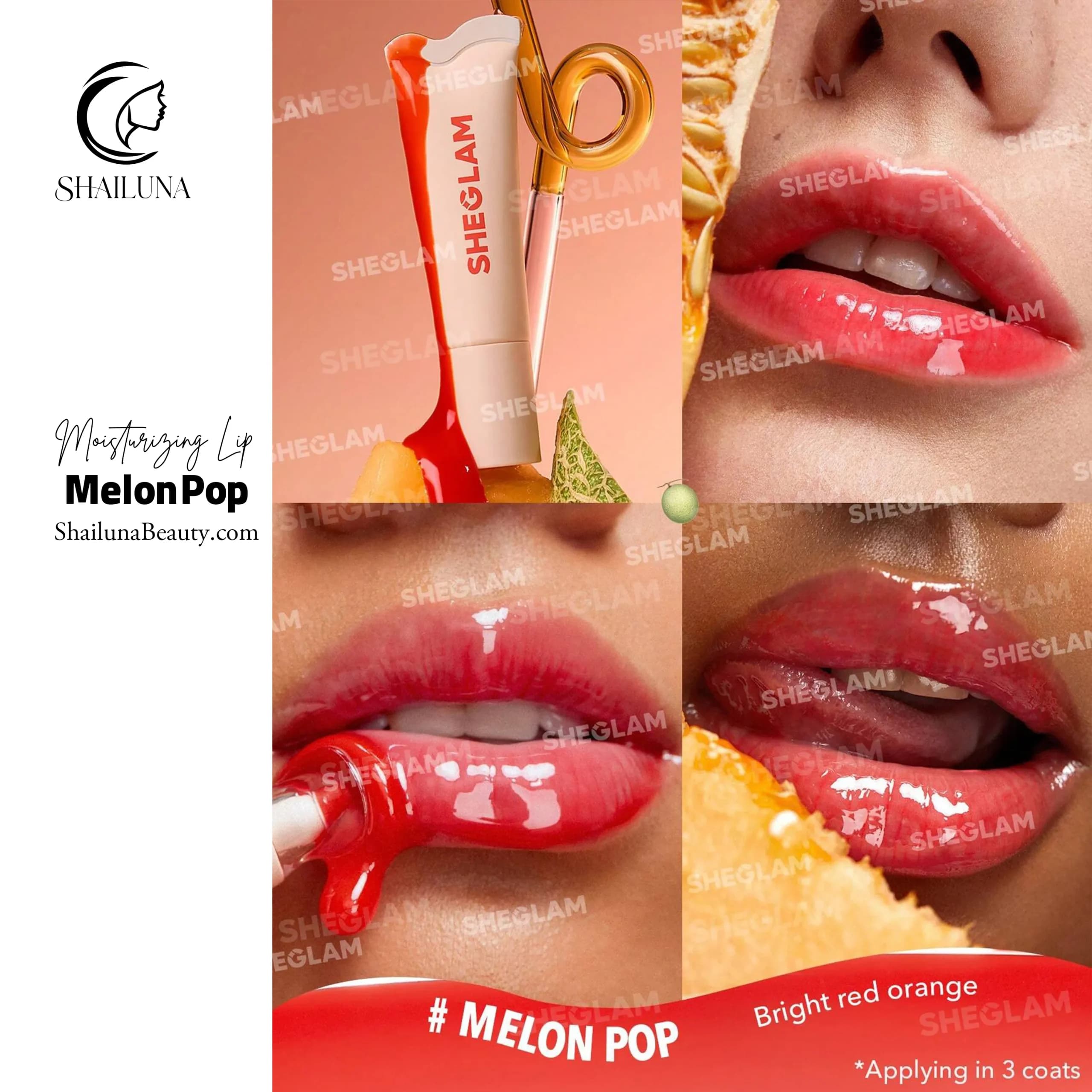 لیپ گلاس مرطوب کننده شیگلم مدل Sheglam Crystal Glaze Melon Pop — تصویر ۸
