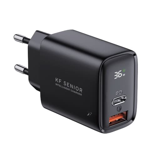 شارژر کی اف سنیور مدل TH-138 GaN 36 وات با خروجی تایپ‌سی و USB