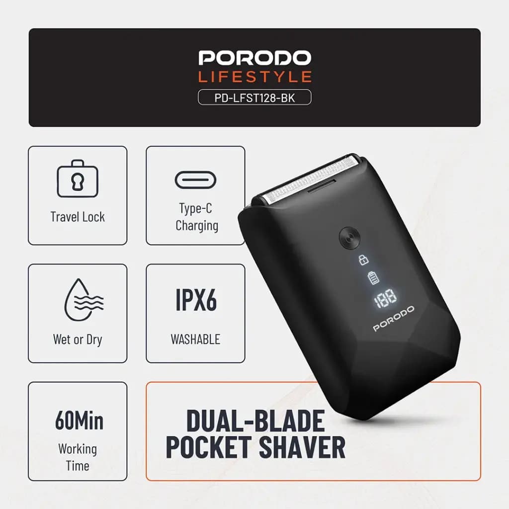 ماشین اصلاح جیبی دو تیغه پورودو مدل Dual-blade pocket shaver — تصویر ۵