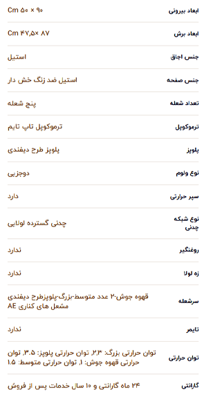 اجاق استیل آلتون مدل S516N — تصویر ۳
