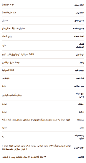 اجاق استیل آلتون مدل S۵۱۷N — تصویر ۳