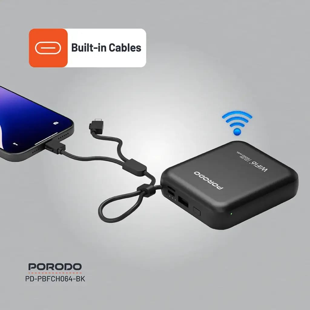 مودم همراه و پاوربانک 4G LTE WiFi 6 پورودو مدل PB064 — تصویر ۶