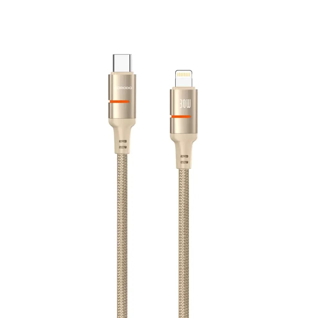 کابل USB-C به Lightning پورودو LED با طول 1.2m و روکش بافته