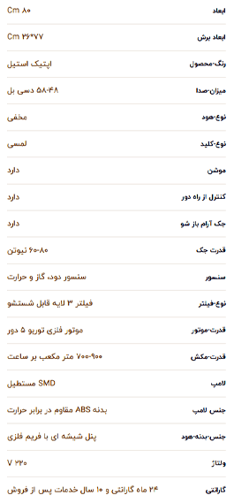 هود توکار آلتون مدل H800S — تصویر ۳