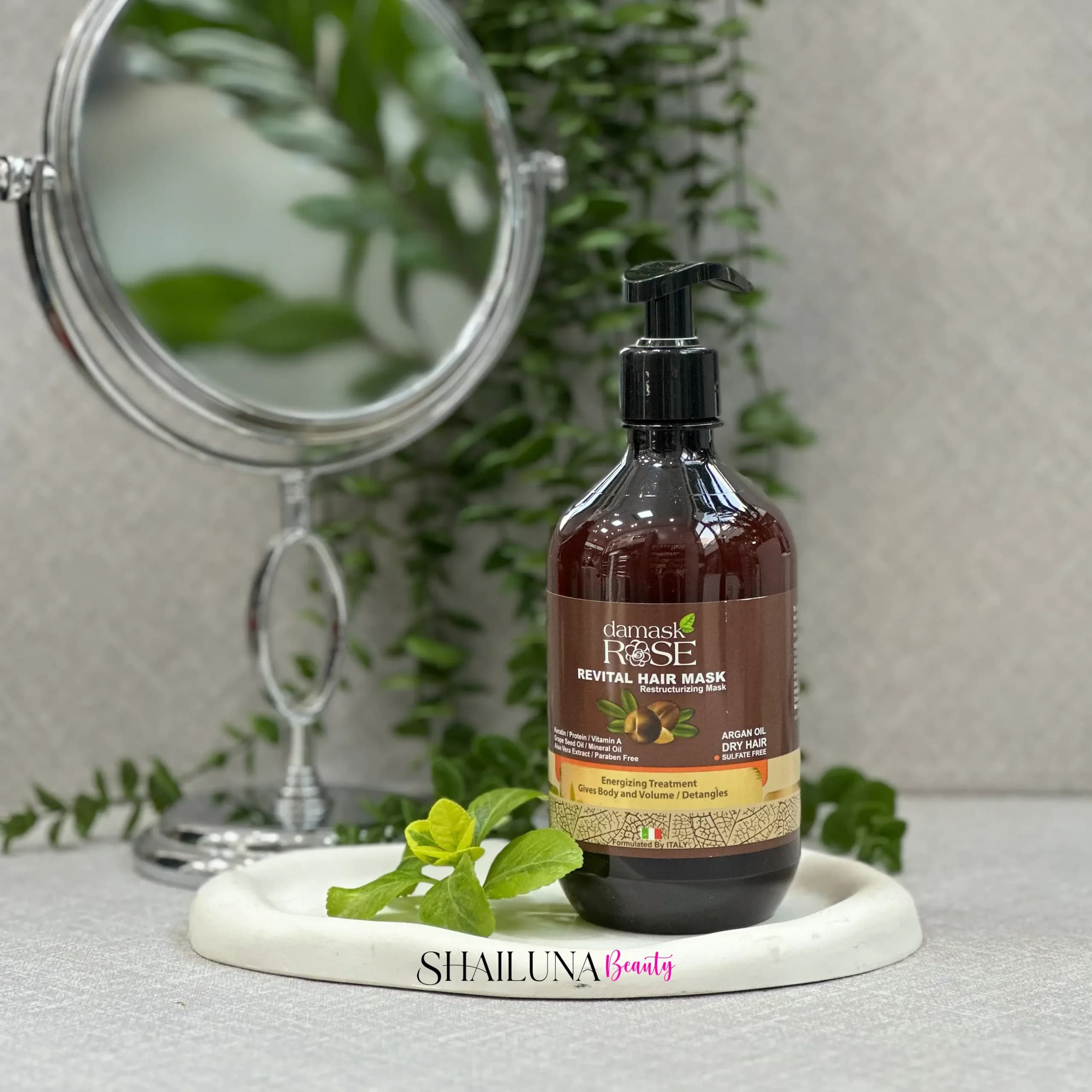 ماسک مو بدون آبکشی داماسک رز DAMASK ROSE مدل آرگان مخصوص موهای خشک – حجم 500 میلی لیتر — تصویر ۲