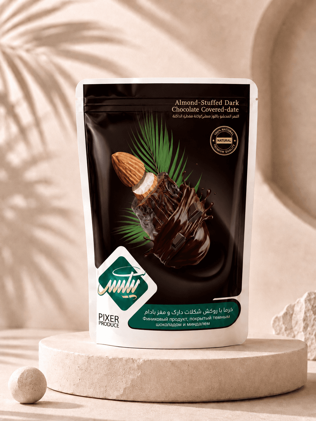 خرما شکلاتی مغزدار دارک پیکسر-250 گرم
