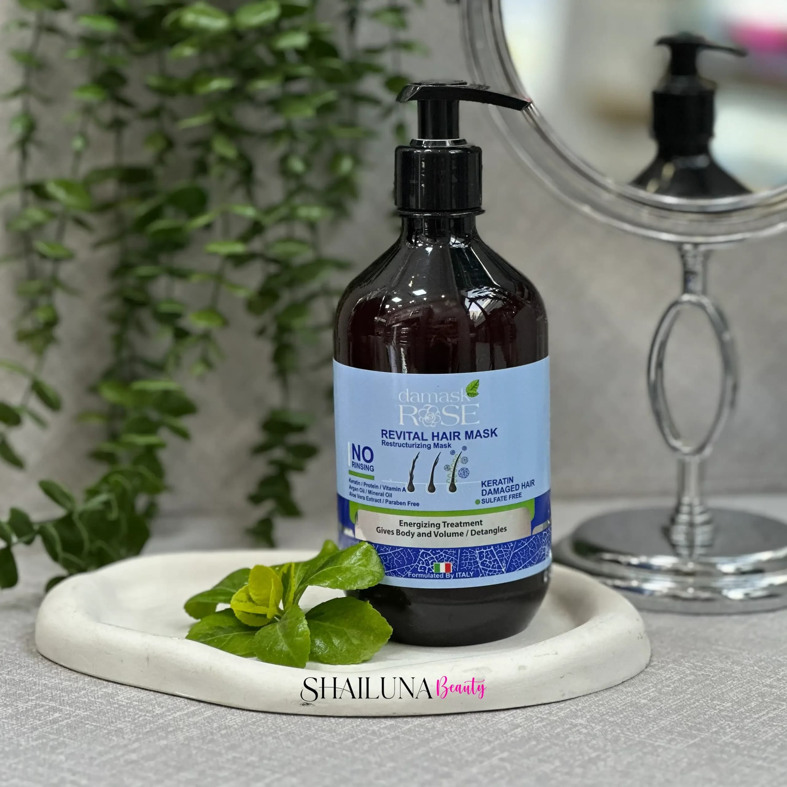 ماسک مو داخل حمام داماسک رز DAMASK ROSE مدل کراتینه مناسب موهای چرب و آسیب دیده – حجم 500 میلی لیتر — تصویر ۲
