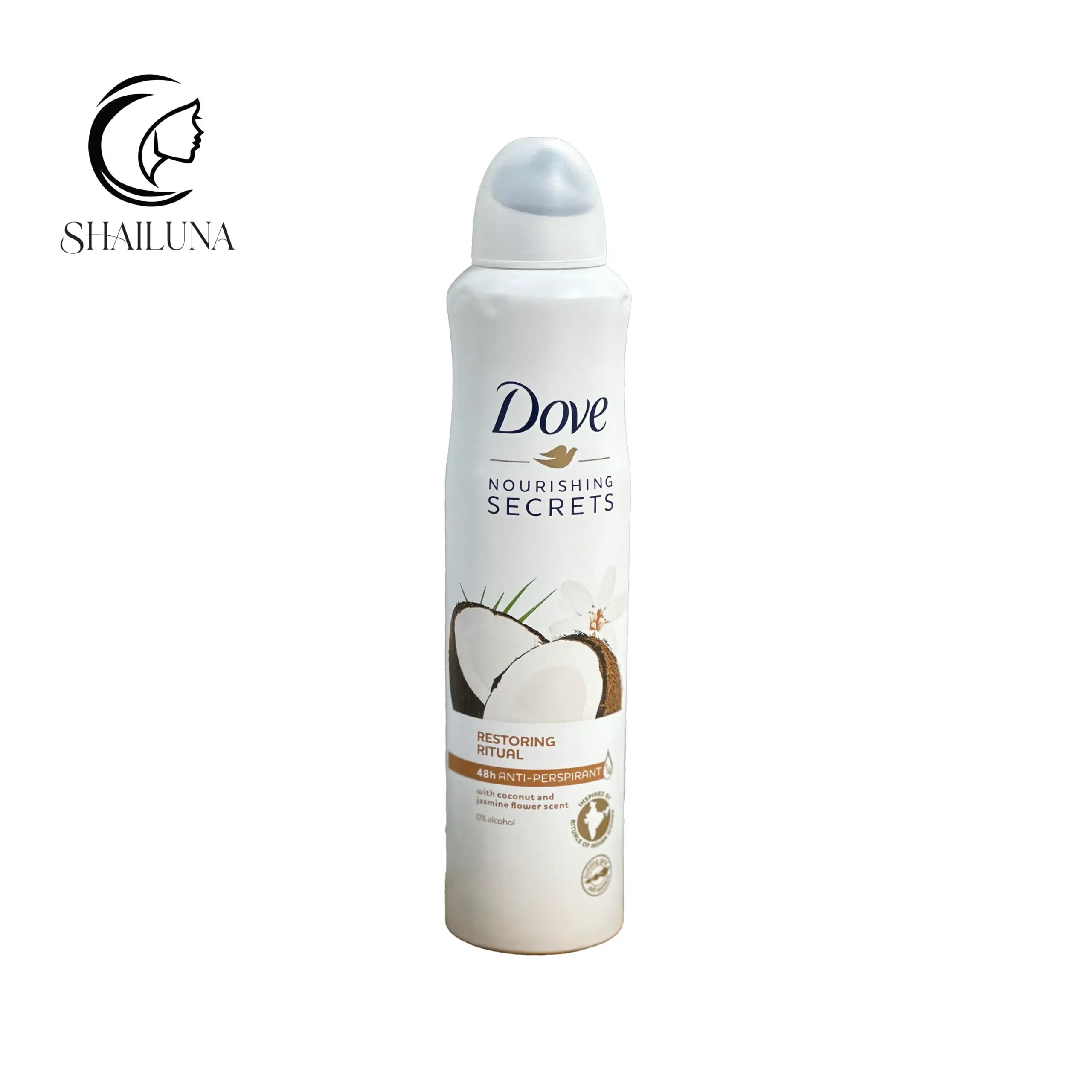 اسپری بدن ضد تعریق داو dove مدل NOURISHING SECRETS با رایحه نارگیل و یاس – حجم 250 میل