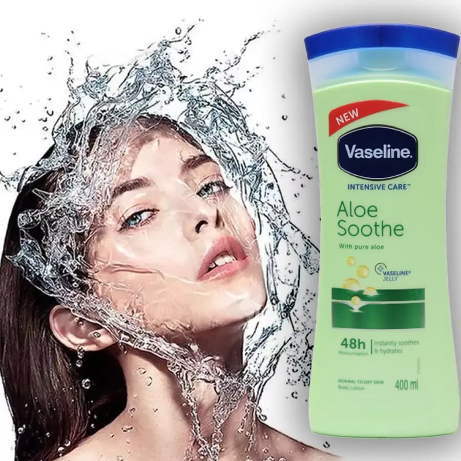 لوسیون بدن Vaseline حاوی عصاره آلوئه ورا مناسب برای پوست های نرمال و خشک حجم 400 میلی — تصویر ۴