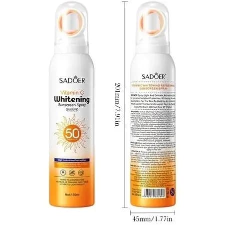 اسپری ضد آفتاب SPF50 روشن کننده پوست ویتامین C سادور SAODER مدل Whitening حجم 150ml — تصویر ۷