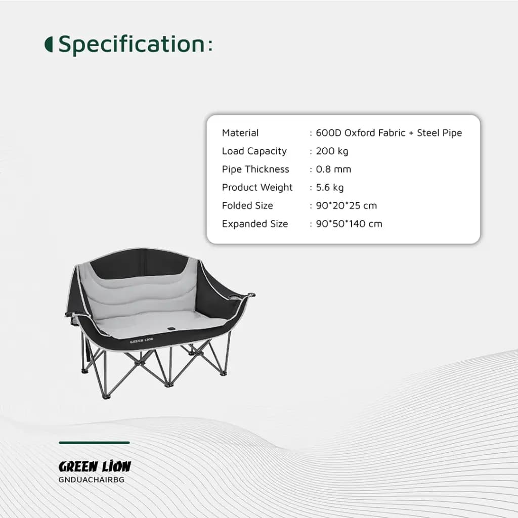 صندلی کمپینگ دونفره گرین لاین مدل Double Camping Chair Beige — تصویر ۳