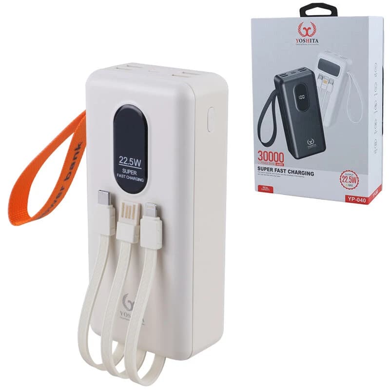 پاوربانک فست شارژ یوشیتا YP-040 PD 22.5W ظرفیت 30000 میلی‌آمپر ساعت