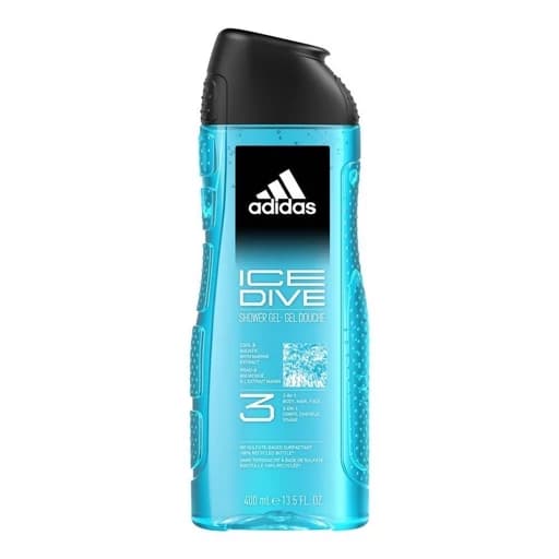 شامپو ژل 3 کاره خنک کننده مو، صورت و بدن آدیداس400 میل اصلی Adidas 3-in-1- Ice Dive