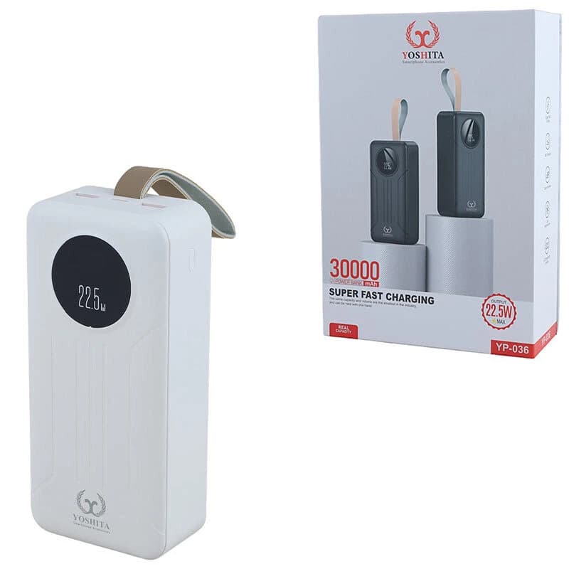 پاوربانک فست شارژ یوشیتا YP-036 PD 22.5W ظرفیت 30000 میلیآمپر ساعت