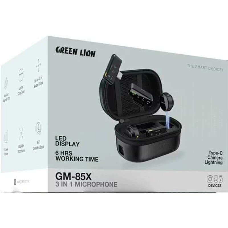 میکروفون یقه ای بی سیم دوتایی گرین لاین GM-85X Type-C / Lightning — تصویر ۴