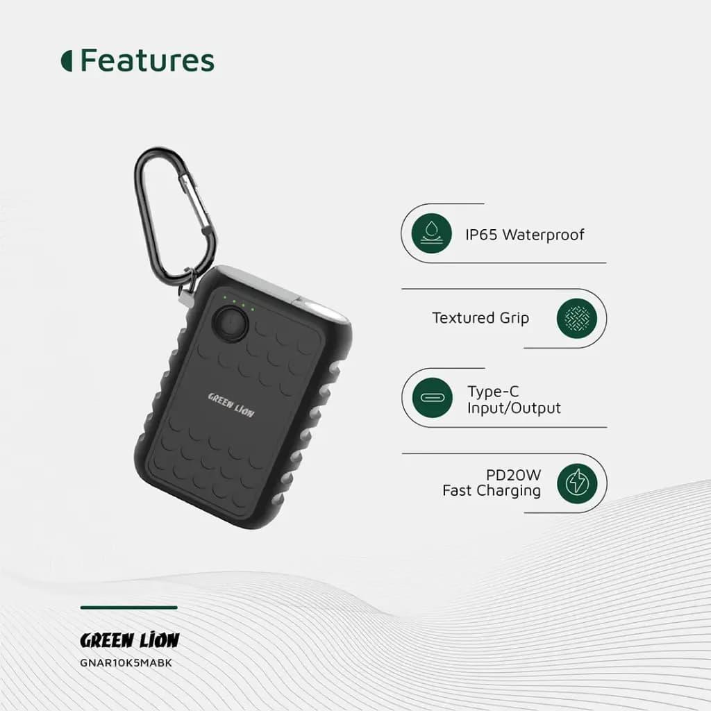 پاوربانک ۱۰۰۵۰ میلی‌آمپر PD 20W گرین لاین مدل Armor — تصویر ۵