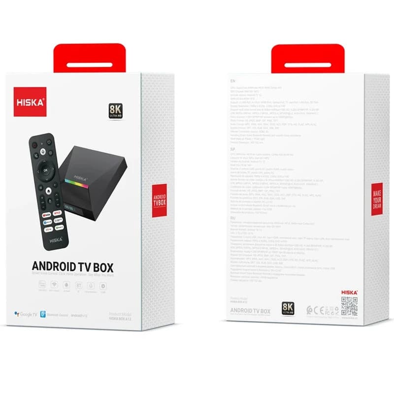 اندروید باکس Hiska A12 8K + ریموت کنترل — تصویر ۳