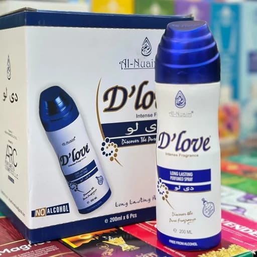 اسپری بدن النعیم مدل دی لاو (D love) حجم 200 میلی لیتر بدون الکل