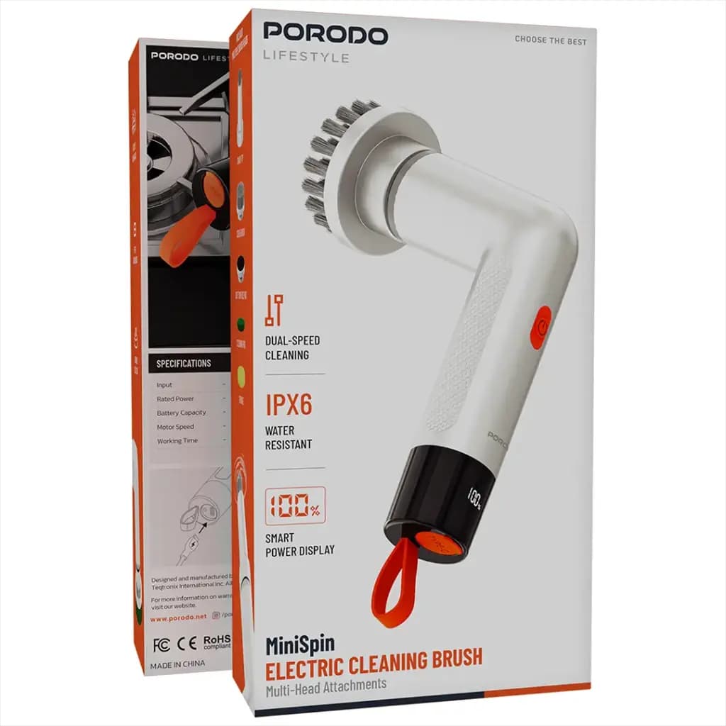 فرچه برقی و برس پاک‌کننده مدل Porodo MiniSpin — تصویر ۴