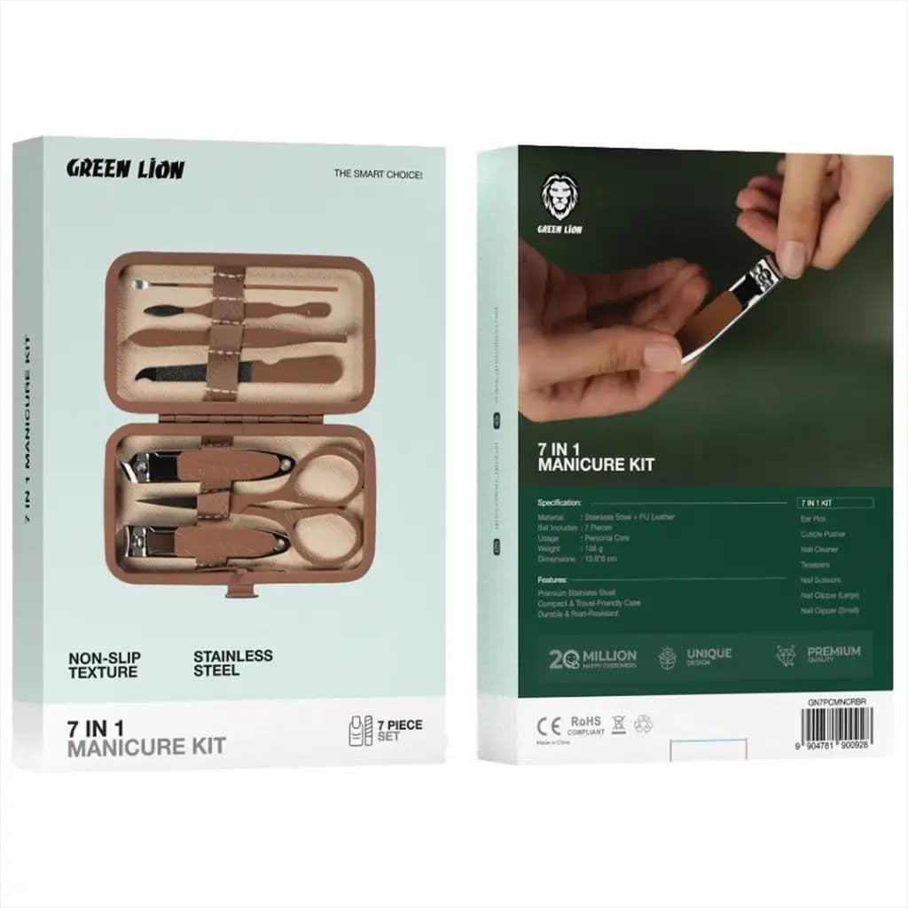 Green Lion 7-in-1 Manicure Kit | ست مانیکور ۷ در ۱ گرین لاین با ابزار کامل مراقبت از ناخن — تصویر ۳
