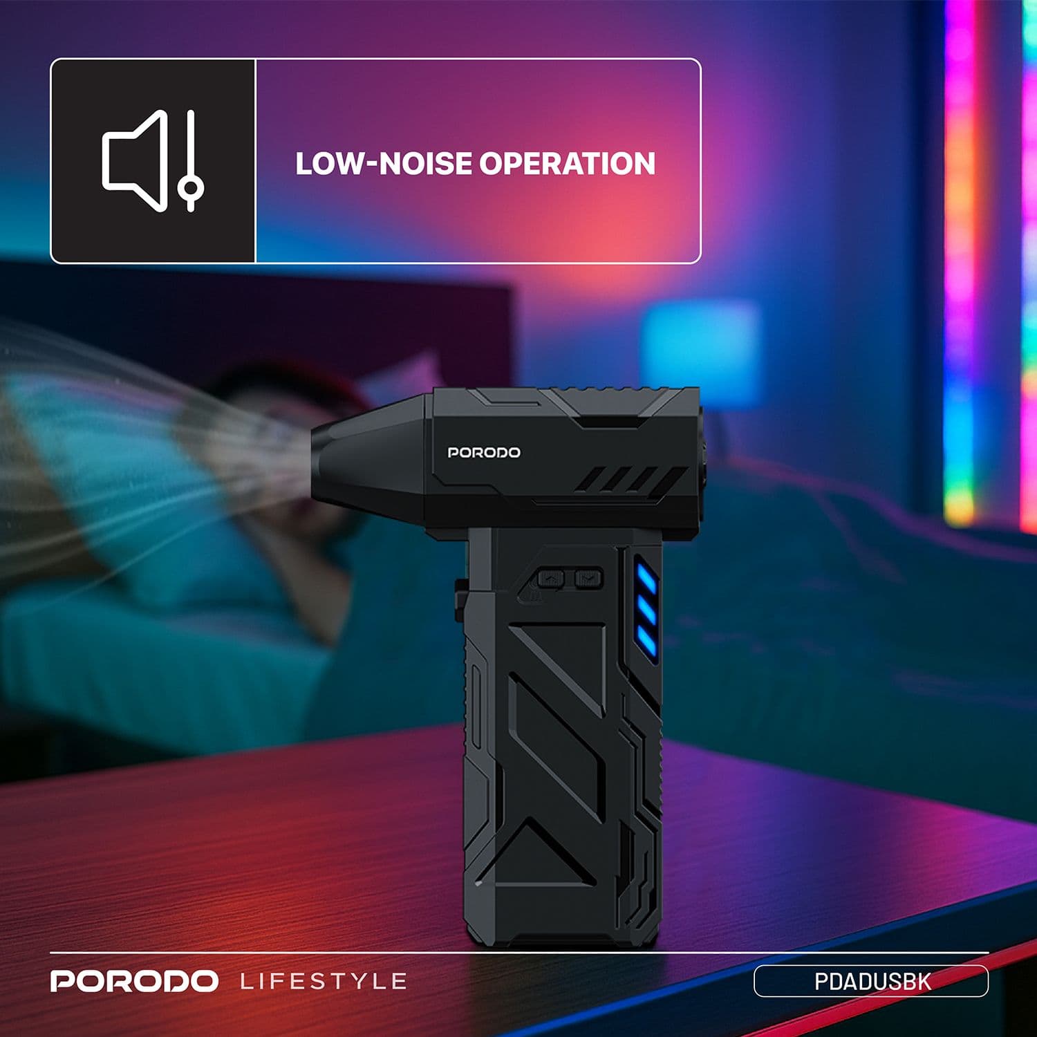 دمنده شارژی پرودو مدل Porodo Lifestyle Turboblast Portable Air Blower PDADUSBK — تصویر ۵