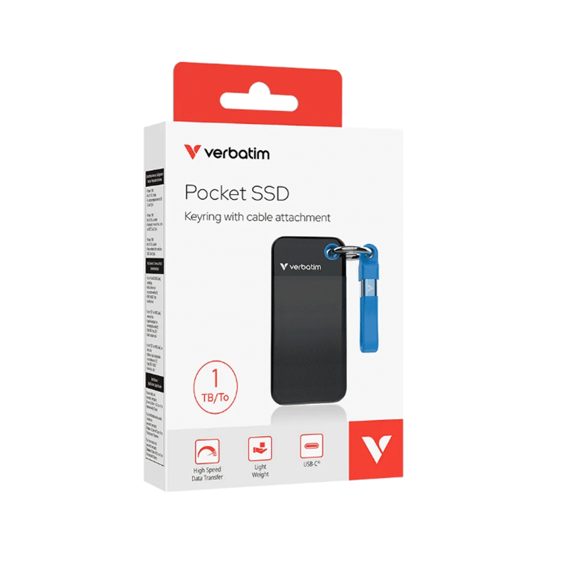 حافظه اس اس دی اکسترنال VERBATIM 1TB مدل Pocket با رابط TYPE-C