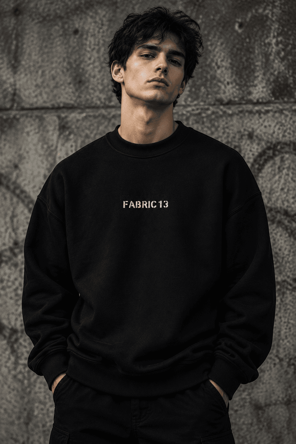 دورس مردانه پنبه سه نخ گرم بالا حامو رنگ مشکی طرح FABRIC 13 | Hamo Men’s Sweatshirt