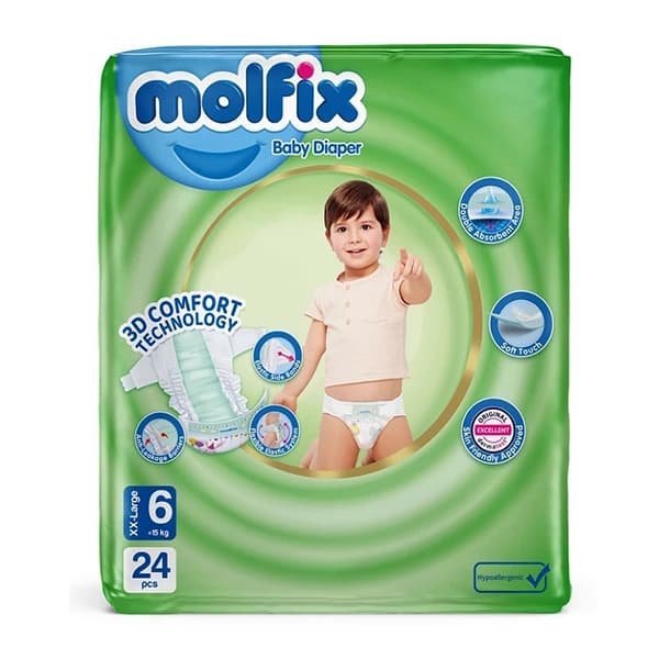پوشک چسبی مولفیکس سایز 6 بسته 24 عددی