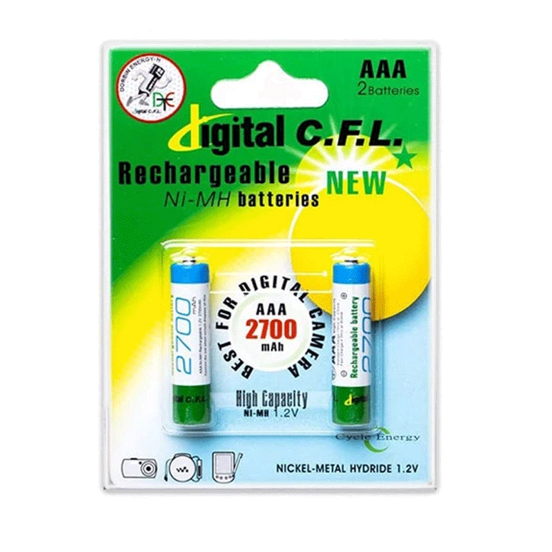 باتری نیم قلمی شارژی Digital C.F.L با ظرفیت 2700 میلی آمپر