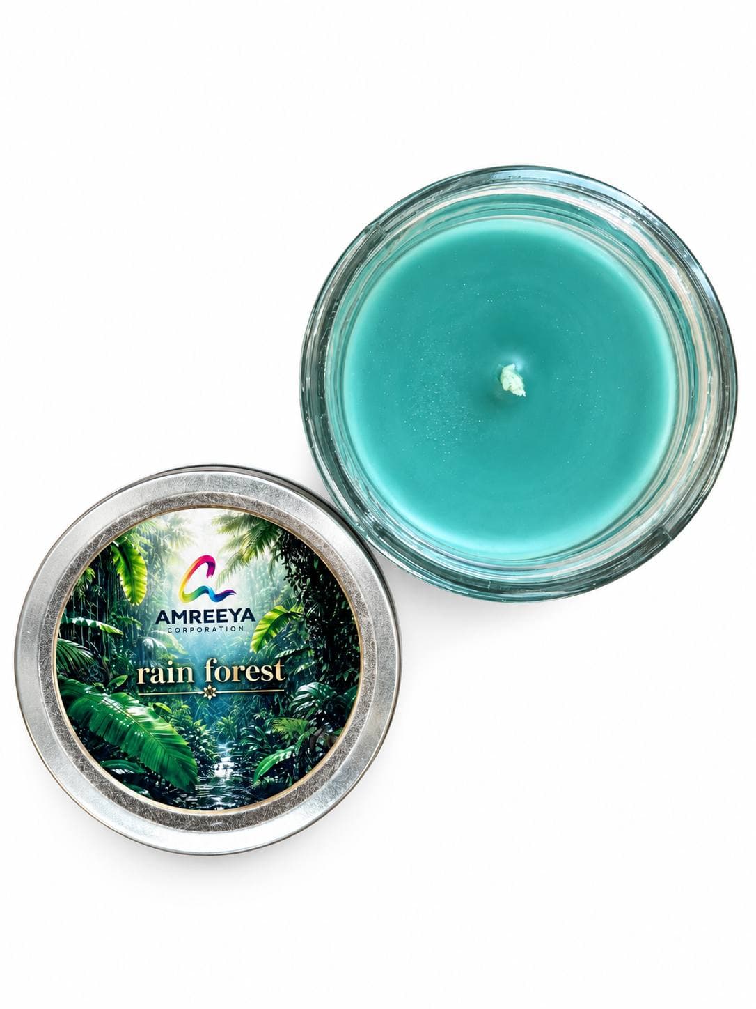 شمع عطری رین فارست Amreeya Rain Forest – شمع سویا دست‌ساز با رایحه خنک و طبیعت جنگلی – پخش بوی عالی – سوخت ۳۲ ساعته – اصل وارداتی — تصویر ۲