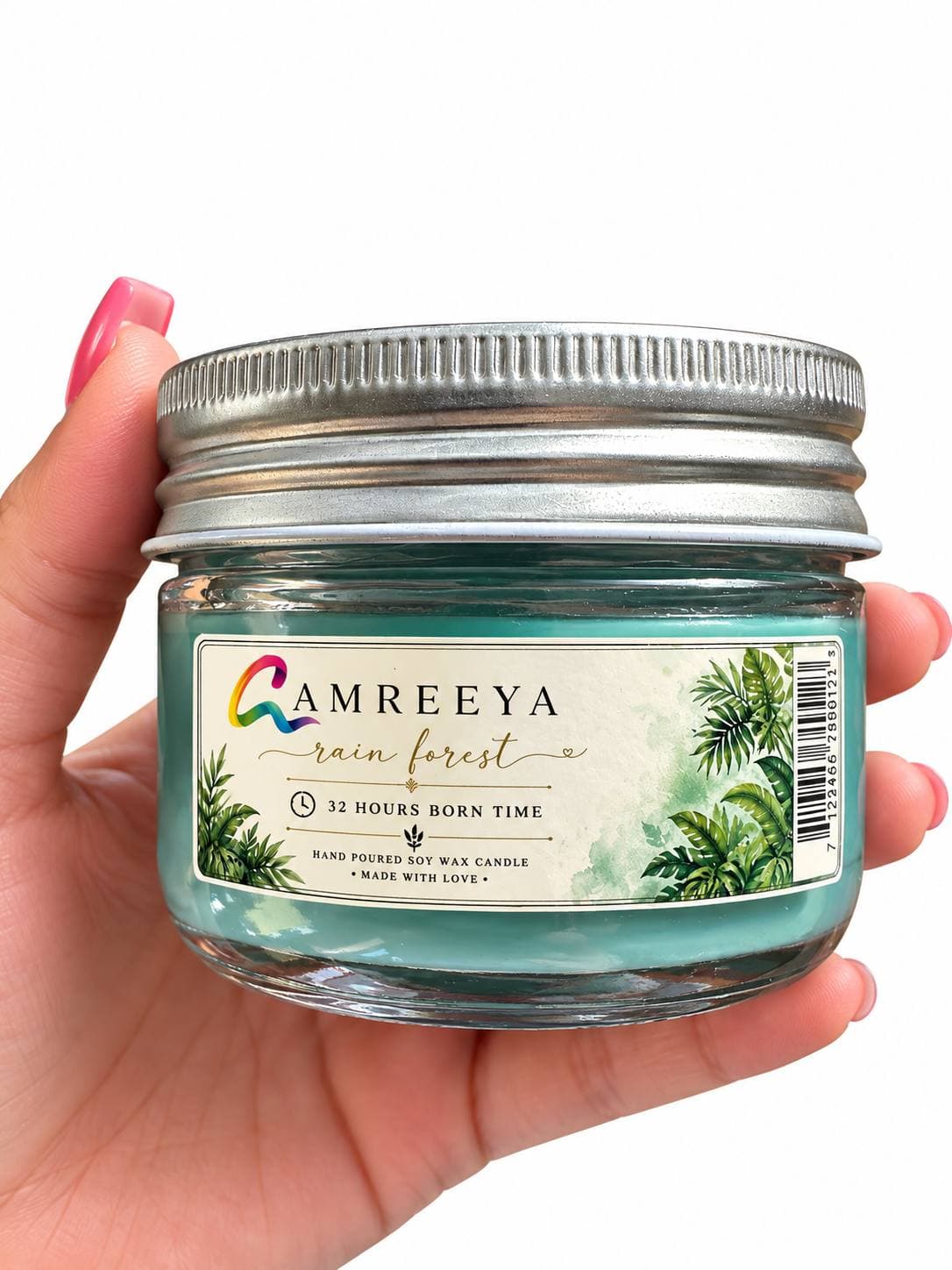 شمع عطری رین فارست Amreeya Rain Forest – شمع سویا دست‌ساز با رایحه خنک و طبیعت جنگلی – پخش بوی عالی – سوخت ۳۲ ساعته – اصل وارداتی — تصویر ۳