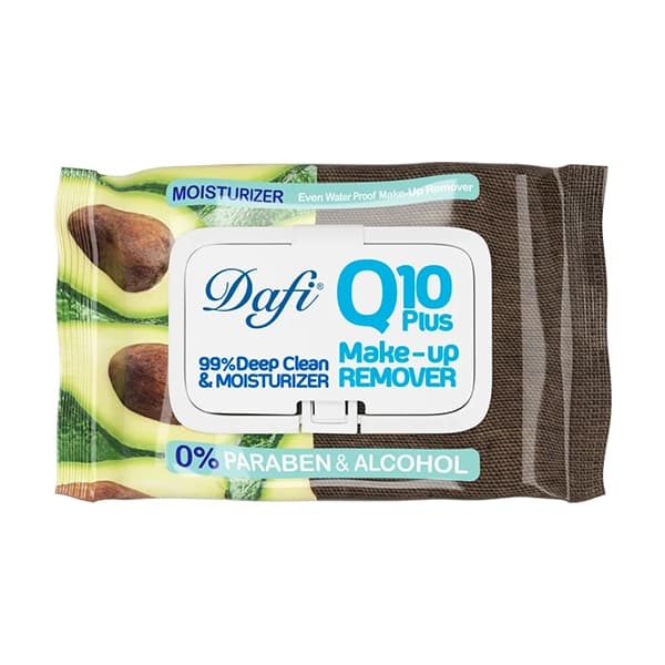 دستمال مرطوب پاک کننده آرایش دافی مدل آووکادو Q10 Plus بسته ۵۰ عددی